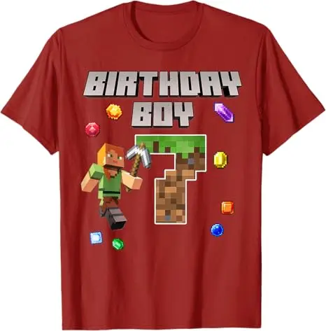 7th Birthday Boy 7 Video Gamer Pixel Number Seven Bday Party T-Shirt Boys Fashion Game Controller Saying Tee Sons Nephews Gifts