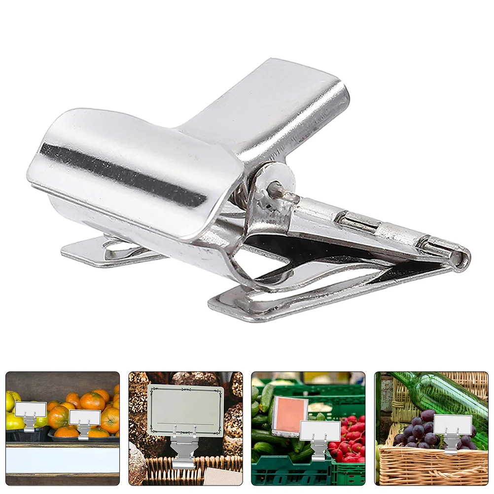 

8 Pcs Card Rack Display Stand Advertising Clip Price Tag Holder for Cards Paper Silver Metal