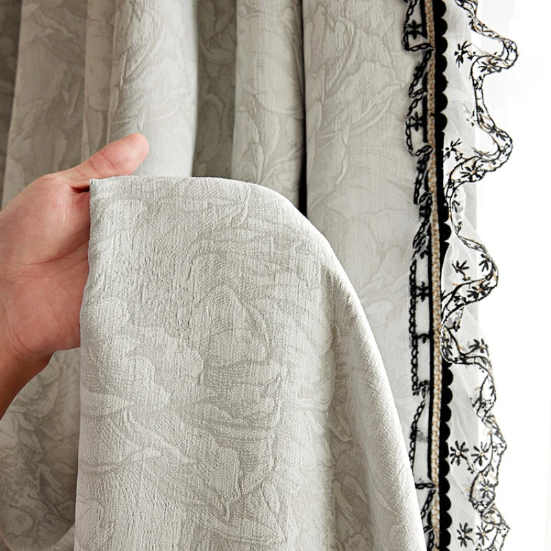 Imagem -02 - Francês Rosa Jacquard Chenille Cortinas de Luxo Sala de Estar Quarto Jantar Blackout Branco Tulle Lace Decoração Tamanho Personalizado Engrossar