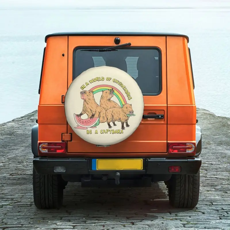 Custom Be A Capybara Spare Wheel Tire Cover for Grand Cherokee Cute Giant Cavy Jeep RV SUV Camper Vehicle Accessories 14\