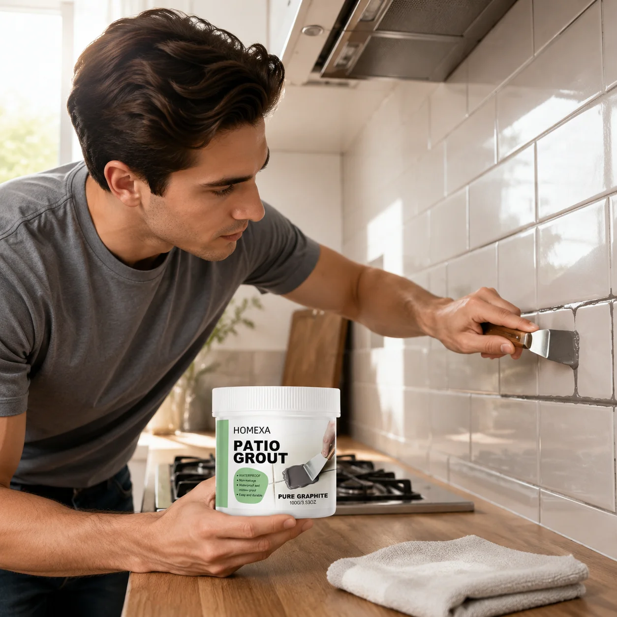 Bathroom Tile Grout Filler Paste Waterproof Sealer for Kitchen Floor Wall Joint Repair Mold Resistant Deep Gray Sealant