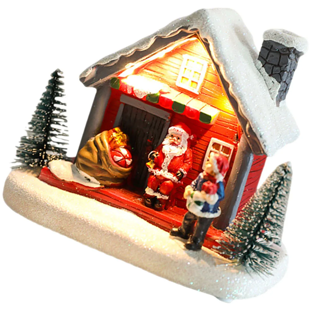 

Christmas Resin Miniature Lighted Decoration Xmas Table Centerpiece Festival Luminous Village Ornament Christmas