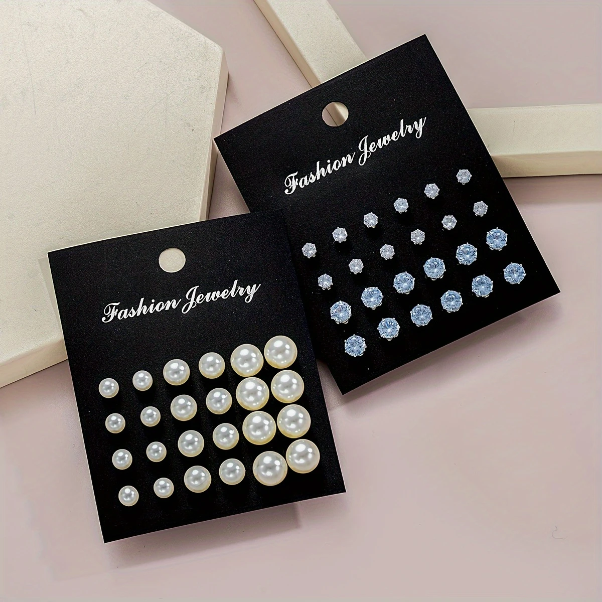 114pcs Simple Imitation Pearl Rhinestone Stud Earrings Set Ladies