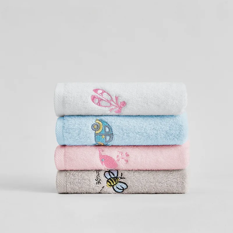 Cotton Small Square Towel Embroidered for Children To Wipe Their Face Comfortable and Safe Cotton Towel Without Twist