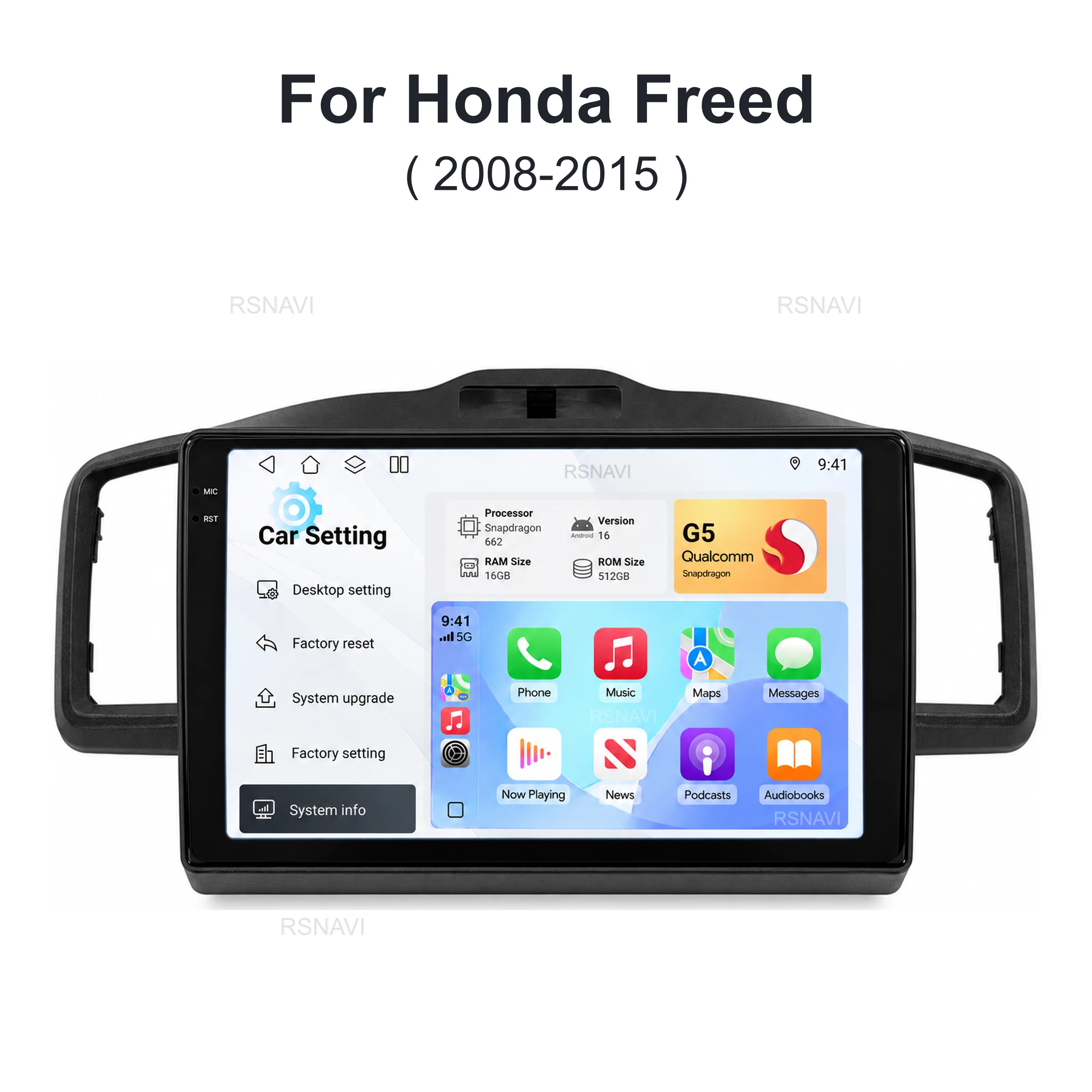 Android 16 wifi+4G Carplay AUTO BT Car Radio For Honda Freed 1 Spike 2008 - 2016 Navigation GPS Video Player Stereo Qualcomm DSP