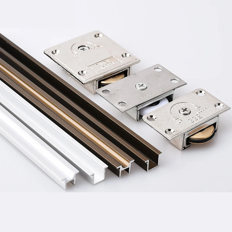 

Heavy Duty Furniture Sliding Door Bearing Wheel Track Roller Cabinet Hanging Door Copper Roller Wardrobe Wheel Guide Rail