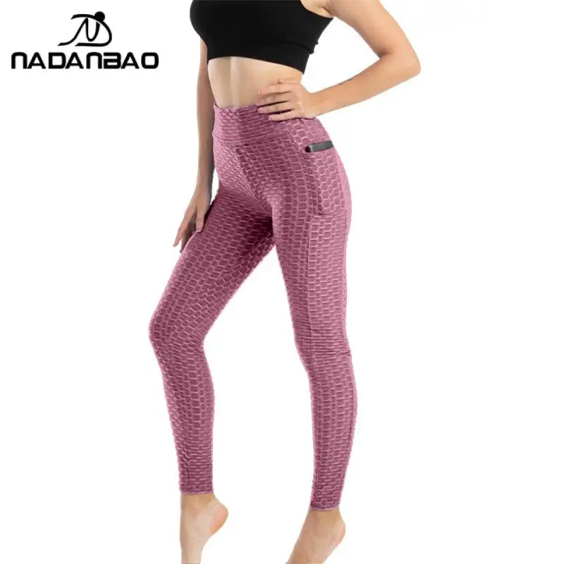 Nadanbao moda tinta unita pantaloni sportivi donna vita alta collant pantaloni da allenamento ragazza sollevare l'anca pantaloncini a bolle pantaloni nuovo