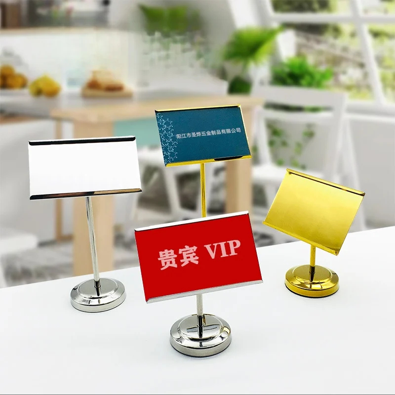 

90x55mm Stainless Steel Price Label Card Holder Tags Restaurant Table Number Place Card Holder Menu Sign Holder Display Stand