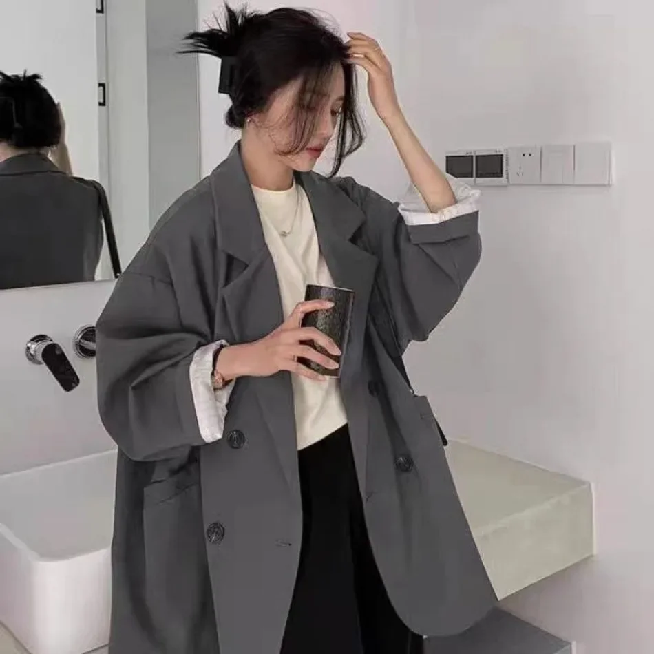 Neue Frühling-Herbst-Damen-Blazer, lockere Passform, koreanische Mode, Vintage-Blazer, Anzugjacke, elegante Damenmäntel, Streetwear, Damenbekleidung – Detail 9