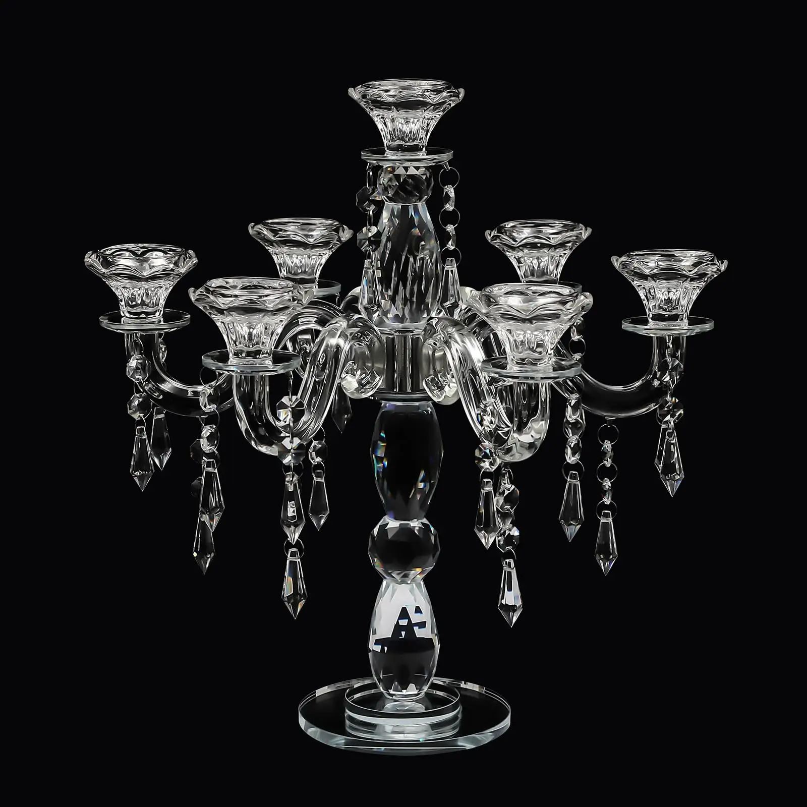 

Crystal Candle Holder, 7-Arm Candlestick Crystal Candelabra - Wedding Floor & Table Centerpiece