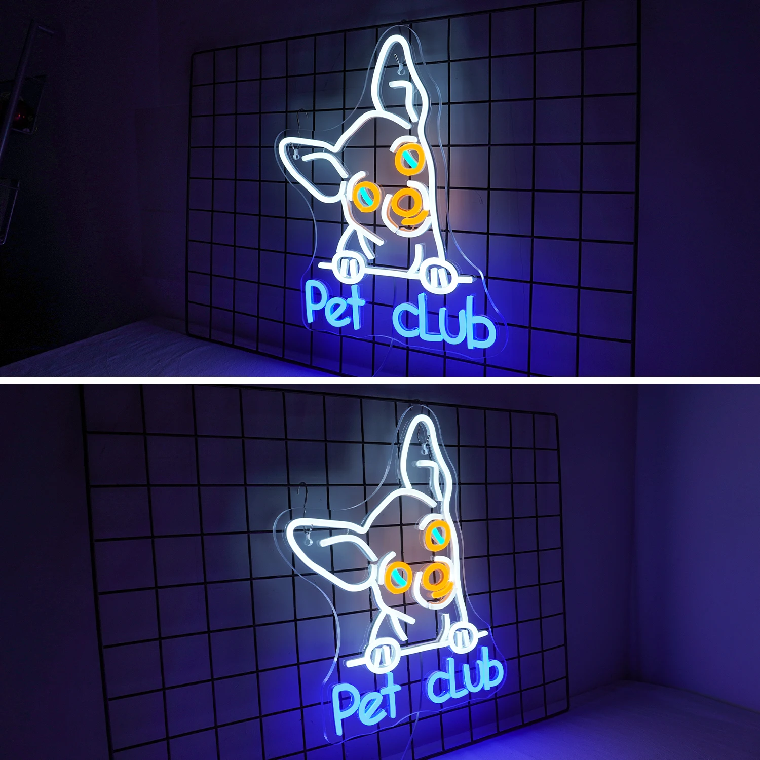 Hund Haustier Club Leucht reklamen dimmbare Wand Fenster Kunst Neonlicht LED hängende Licht für Tierhandlung Schlafzimmer nach Hause Wand Geschenk