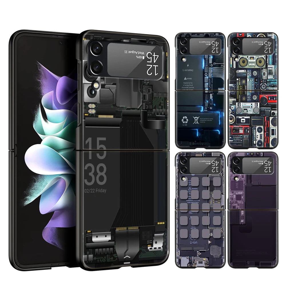 nside Circuit Board Hard PC Phone Case For Samsung Galaxy Z Flip 6 5 4 Transparent Cover For Galaxy Z Flip 3 Foldable Shockproof