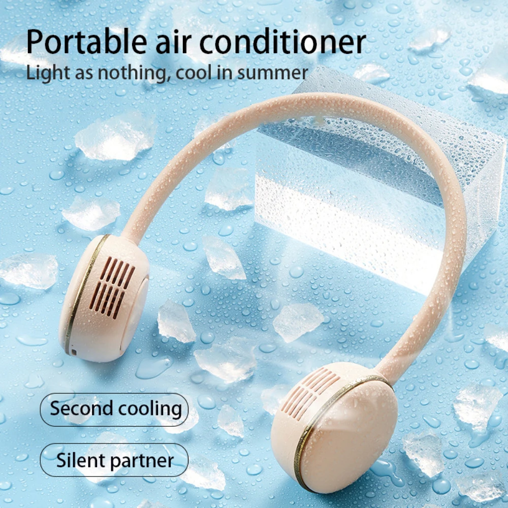 Lazy Hanging Neck Fan 360°rotating Silicone Band Usb Charging Portable Small Mini Sports Air Outdoor Hanging Neck Fan