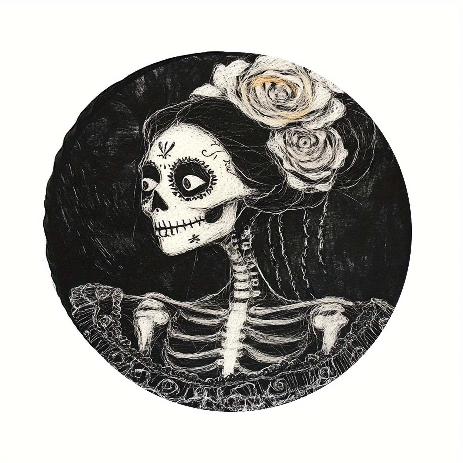 1pc High-definition Printed Tire Cover - Black Polyester Fabric, Available In Multiple Sizes From 28-34 Inches, Suitable For SUV