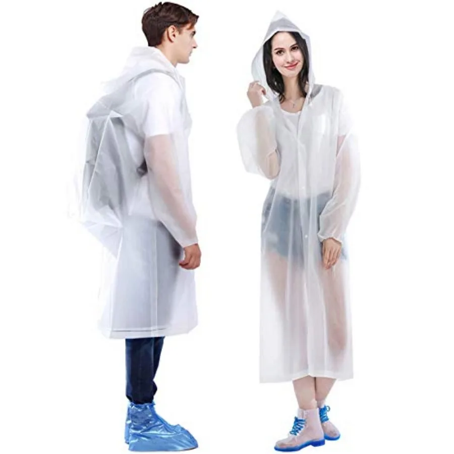

Raincoat, 2 Pack Rain Ponchos for Adults Travel Rain Jacket Packable Rain Coats for Women with Drawstring Hood