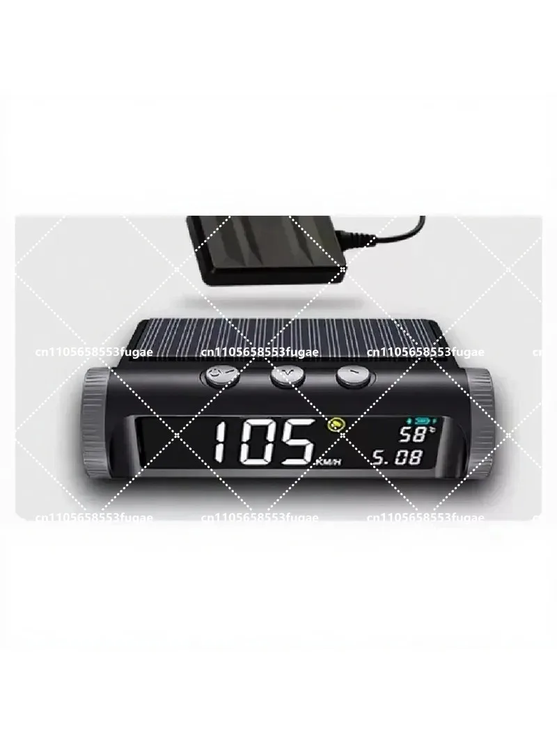 Solar Wireless GPS Speedometer with Digital Display, Solar Powered Car HUD Speed & Temperature Gauge