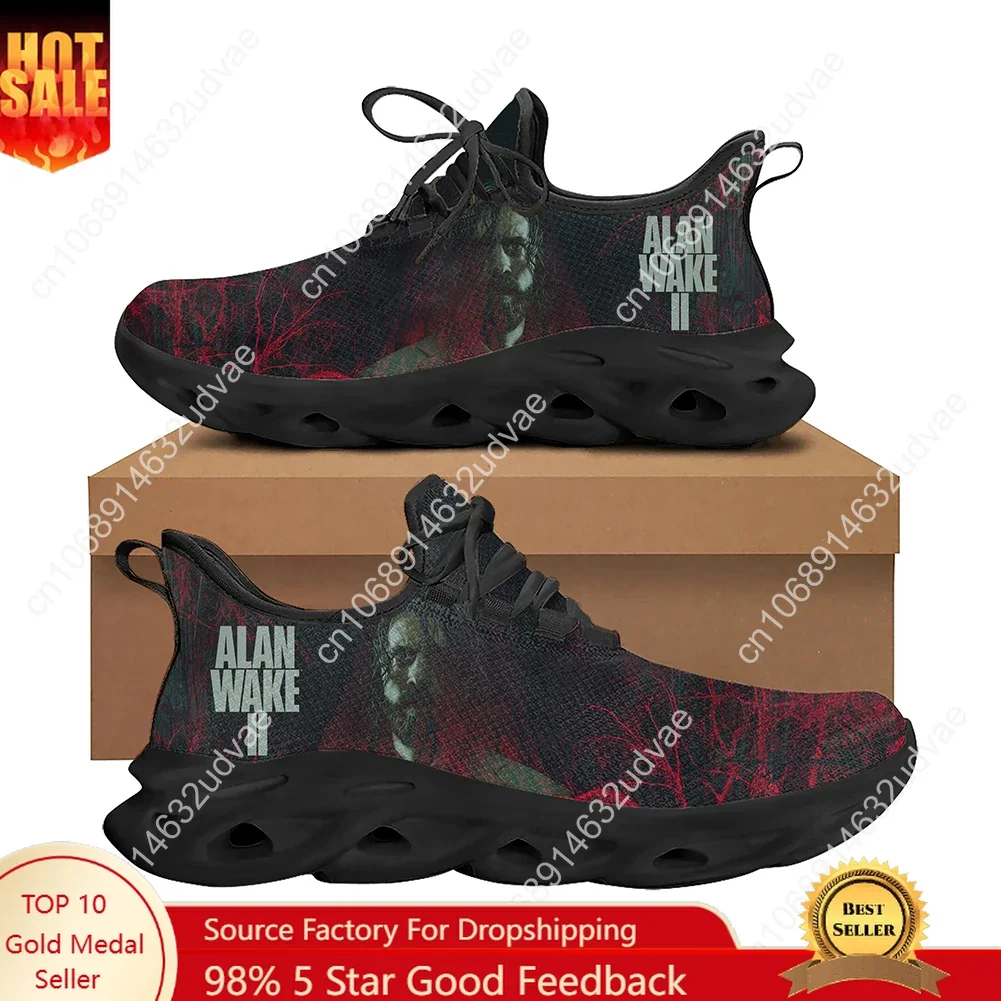

Кроссовки на плоской подошве Alan Wake 2, мужские и женские подростковые спортивные кроссовки, высококачественная ковбойская обувь на заказ со шнуровкой и сеткой