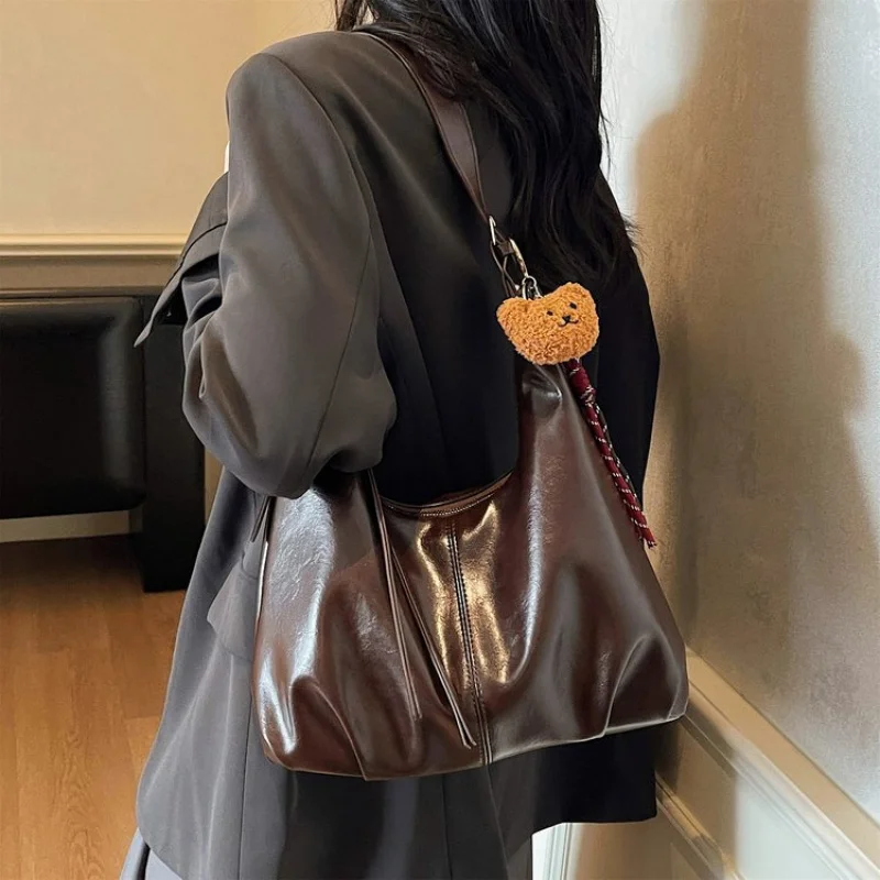 

Роскошная женская элегантная кожаная сумка на плечо, модная пригородная классическая элегантная женская повседневная винтажная простая сумка