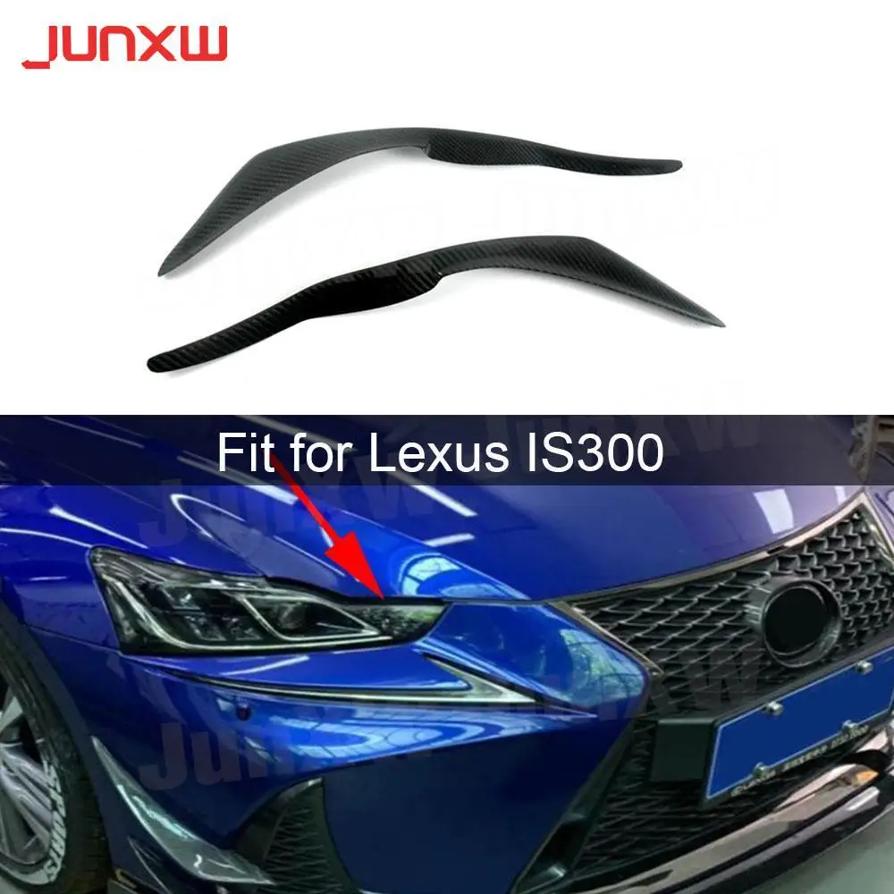 2Pcs Carbon Fiber Auto Car Side Headlights Eyelids Eyebrows Trim Cover for Lexus IS300 IS350 F Sport Sedan 2017-2019 FRP