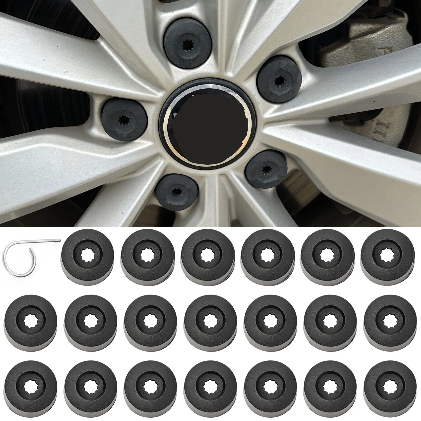 Wheel Hub Lug Nut Bolt Cap Cover With Removal Tool Fit VW Passat Magotan Tiguan Jetta Golf Tire Screw Protector view 4