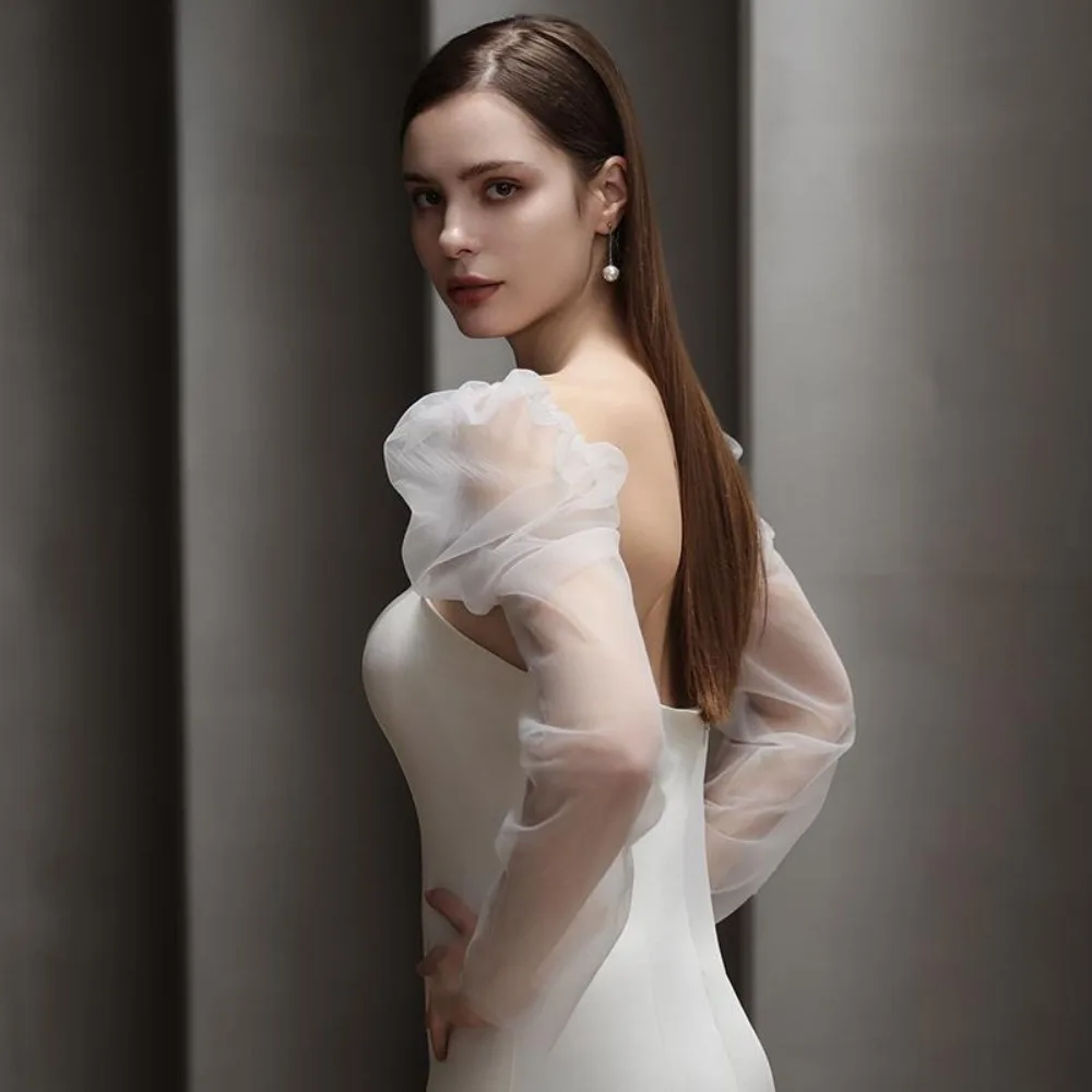 

Fashion Transparent Bridal Sleeves Breathable Thin Wedding Long Sleeves Yarn Arm Covers