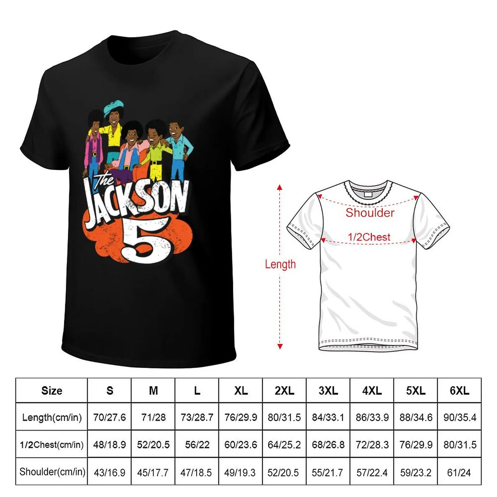 Jackson 5 70's Cartoon Retro Vintage 1970s Distressed T-Shirt Basic Simple Casual Short Sleeve Tee view 2