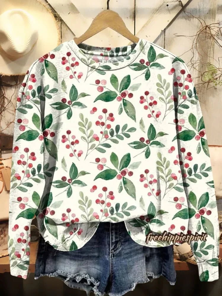 New Arrivals Ladies’ Artistic Floral Print Casual Graphic Sweatshirt,Women's Clothing,Plus Size Tops,womens Sweatshirt