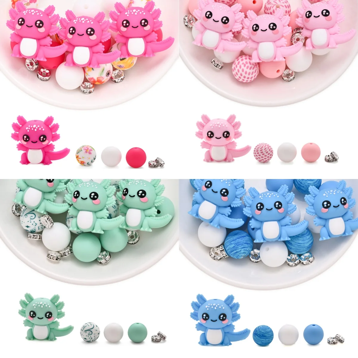

15Pcs Cartoon Animal Silicone Bead Set, Perfect for DIY Handmade Crafts Pacifiers Clip Keychain Pen Accessories