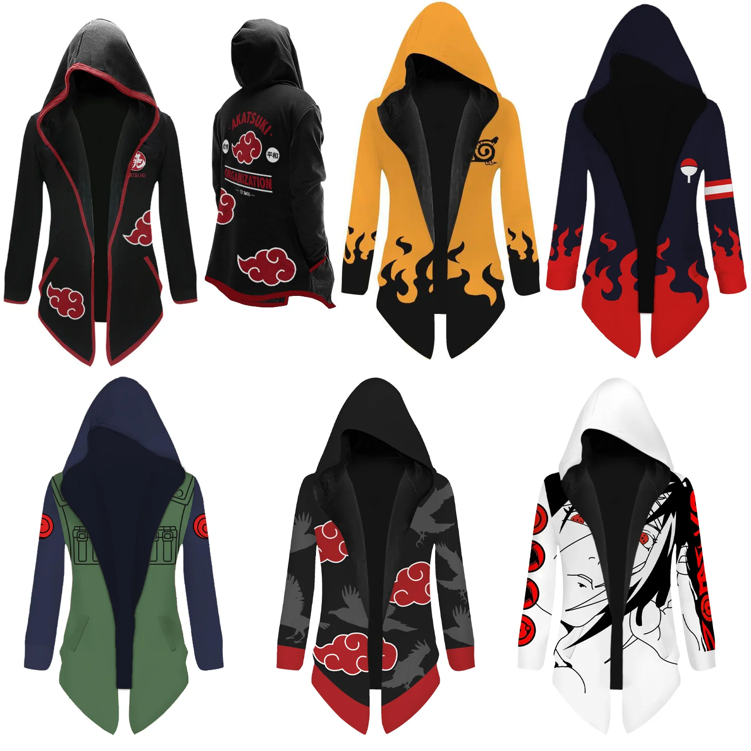 

NARUTO Uzumaki Cartoon Cosplay Hooded Cardigan Trench Coat Streetwear Spring Autumn Warm Outwears Casual Jacket men women Hoodie
