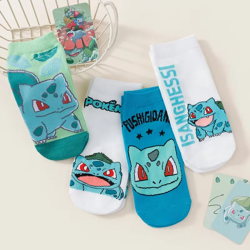 4 Paar Damen-Sommer-Socken mit Cartoon-Muster, leicht, atmungsaktiv, mit Rundhalsausschnitt, lässig und lustig, niedrig geschnitten, kreative kurze Socken – Detail 4