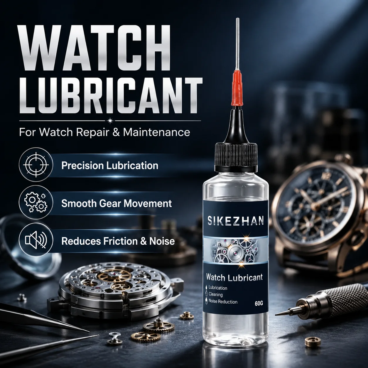 Premium Watch Lubricant Oil with Precision Needle Tip Gear Cleaning Noise Reduction Liquid for Mechanical Clock Repair Tools