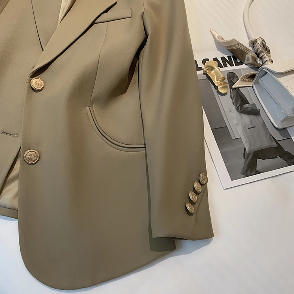 

Пиджак для поездок на работу, пальто, женские пальто с открытыми плечами, с разрезом спереди, вертикальный летний класс, моющаяся двусторонняя драпировка