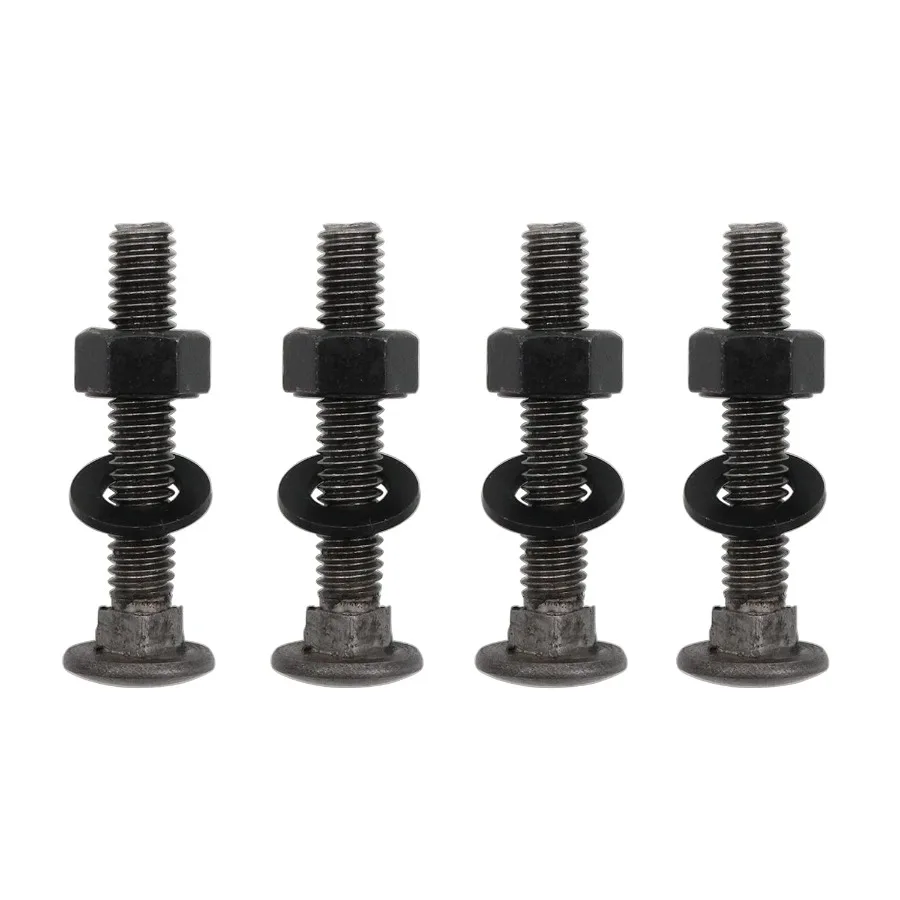 Kit assortimento di viti per bulloni per carrello da 10 set 5 bulloni a collo quadrato rotondo 1618 x 2 '' con dadi esagonali e rondelle piatte 45 #   Acciaio (Blac