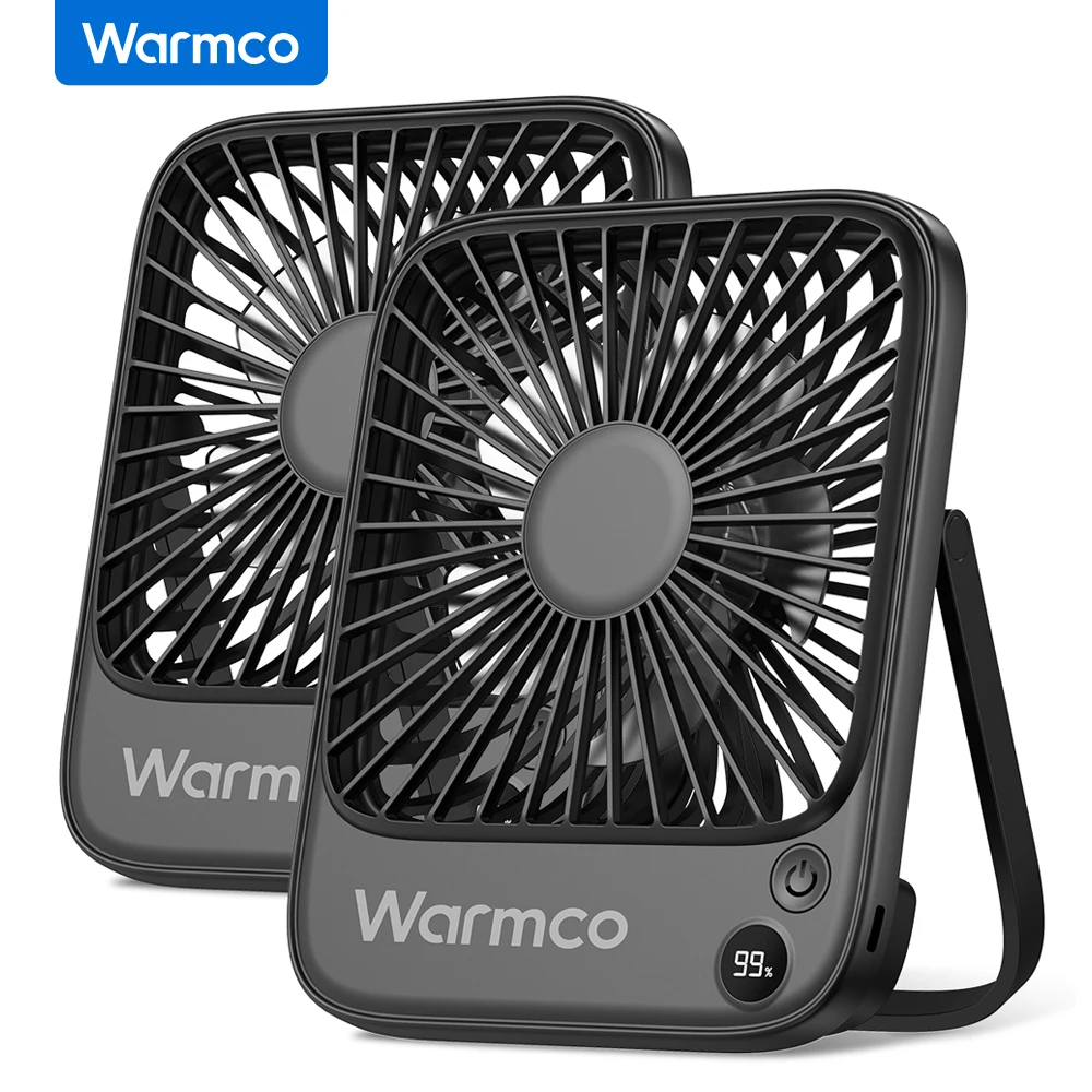 

Warmco 2-Pack 5000mAh Protable USB Desk Fan Rechargeable Battery Powered Personal Fan Quiet Operation Small Desk Fan for Office