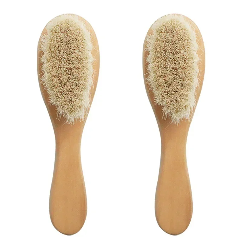 New Baby Care Pure Natural Wool Baby Wooden Brush Comb Brush Baby Hairbrush Newborn Hair Brush Infant Comb Head Massager