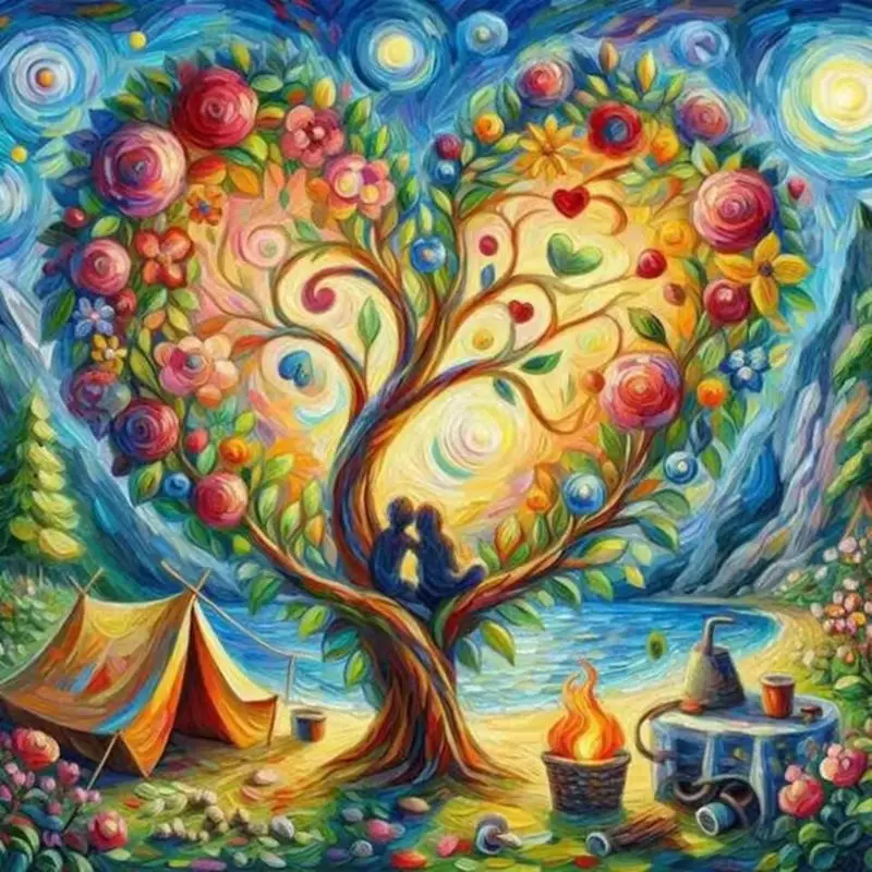 

CHENISTORY Diamond Painting Love Tree Landscape Full Drill Diamond Embroidery Cross Stitch Kit Diamond Mosaic Gift Home Decor