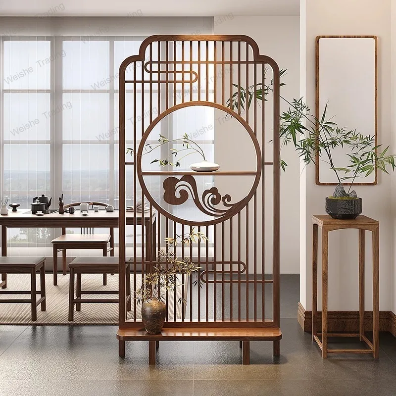 Solid wood screen partition guest restaurant block mobile floor storage floor home seat screen