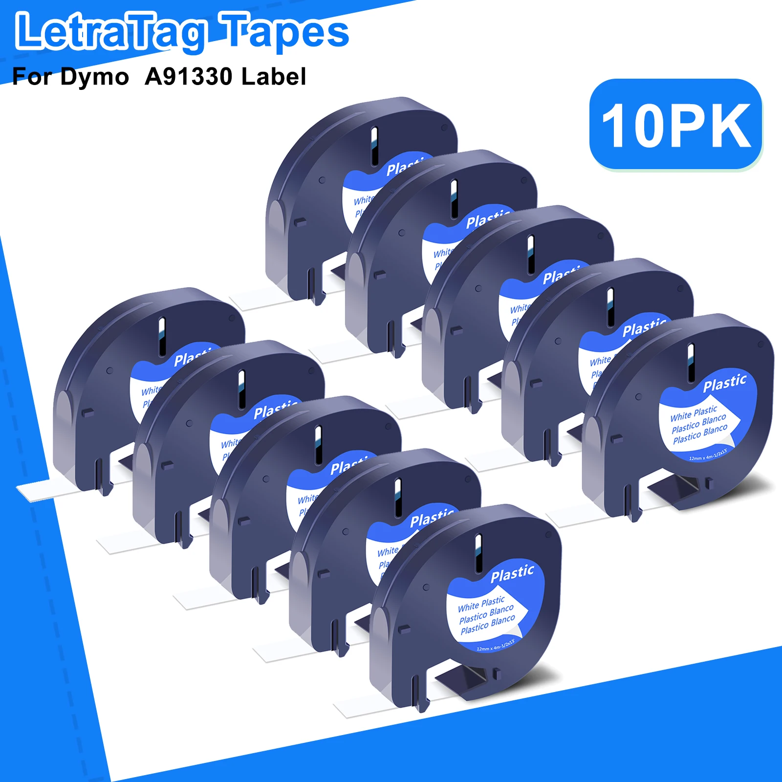 

5PCS/10PCS 12mm LetraTag Label Compatible for Dymo LetraTag A91331 A16952 A91330 Label Tapes For LetraTag Plus LT100H QX50 Maker