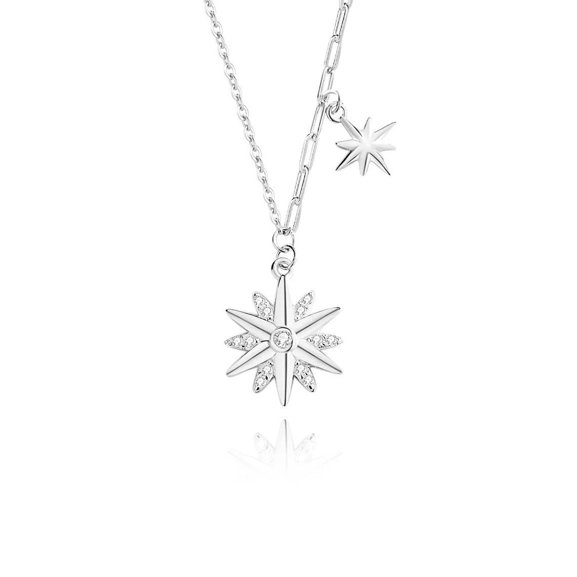 

Wholesale S925 Silver Sunflower Necklace for Women Fine European American Style Clavicle Chain Sun Moon Star