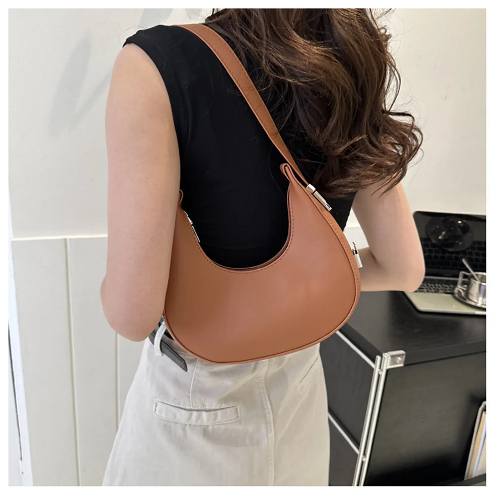 Solid Color Texture Simple Western Style Casual Bag Handbag 2023 Commuter Retro One Shoulder Armpit Bag Temperament Dumpling Bag