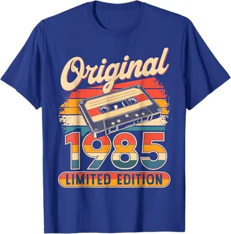 40th Birthday Man Woman 40 Years Decoration 1985 Gift Funny T-Shirt Retro Style Tape Cassette Graphic Outfit Vintage Saying Tee
