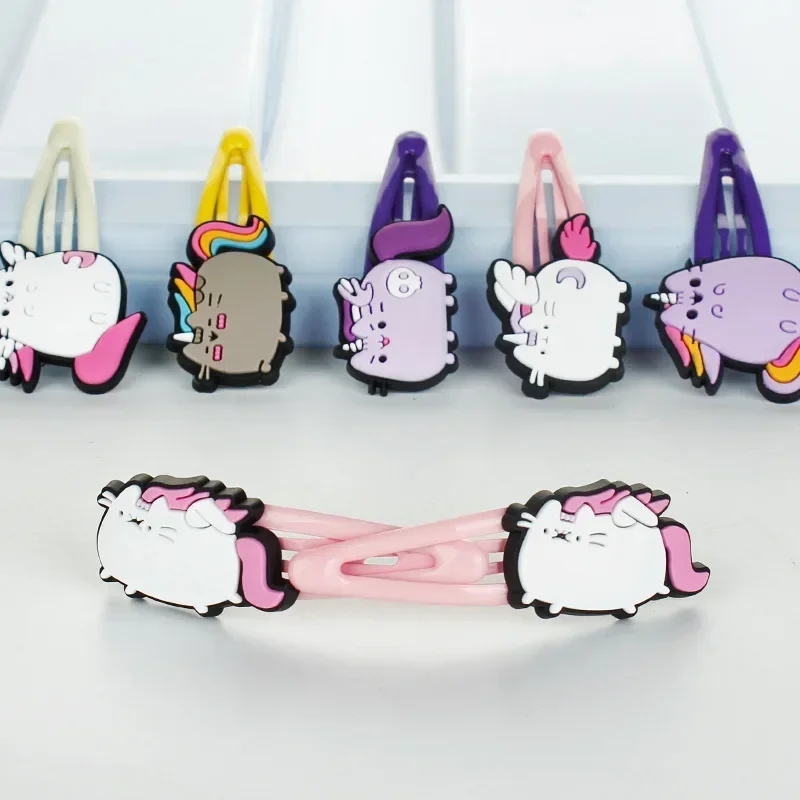 Kawaii Pusheen Kids Hair Clips Cartoon Anime Figures Cats Cute BB Clip Headwear Waterdrop Shape Hairpin Accessories Girls Gifts