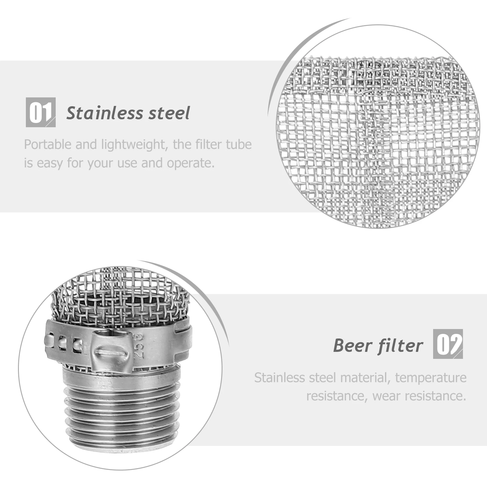 

1 pc Stainless Steel Filter Tube Beer Filter Wine Hose For Home Metal Hop Strainer Brew Equipment Dry Lightweight Portable