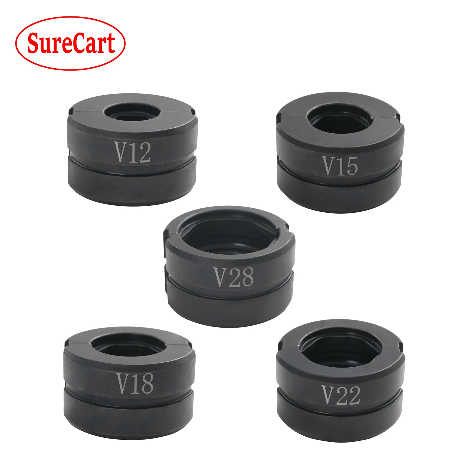 Image of 5-teiliges V-Typ Presswerkzeug-Set für Kupfer- und Edelstahlrohre, Pressfitting-Pressbacken (V12, V15, V18, V22, V28 mm) für Presszangen