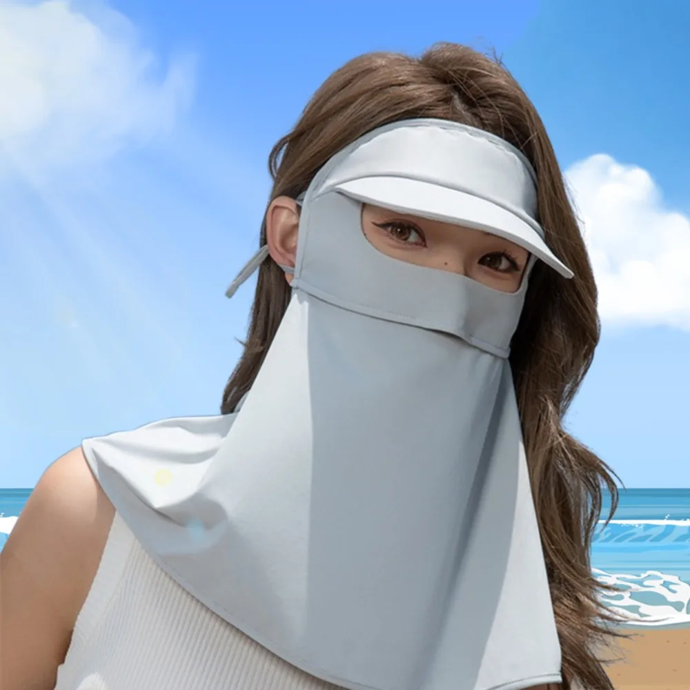 

Летняя интегрированная солнцезащитная вуаль-шаль для женщин, длинная, с УФ-защитой, для лица, кини, солнцезащитная вуаль-накидка