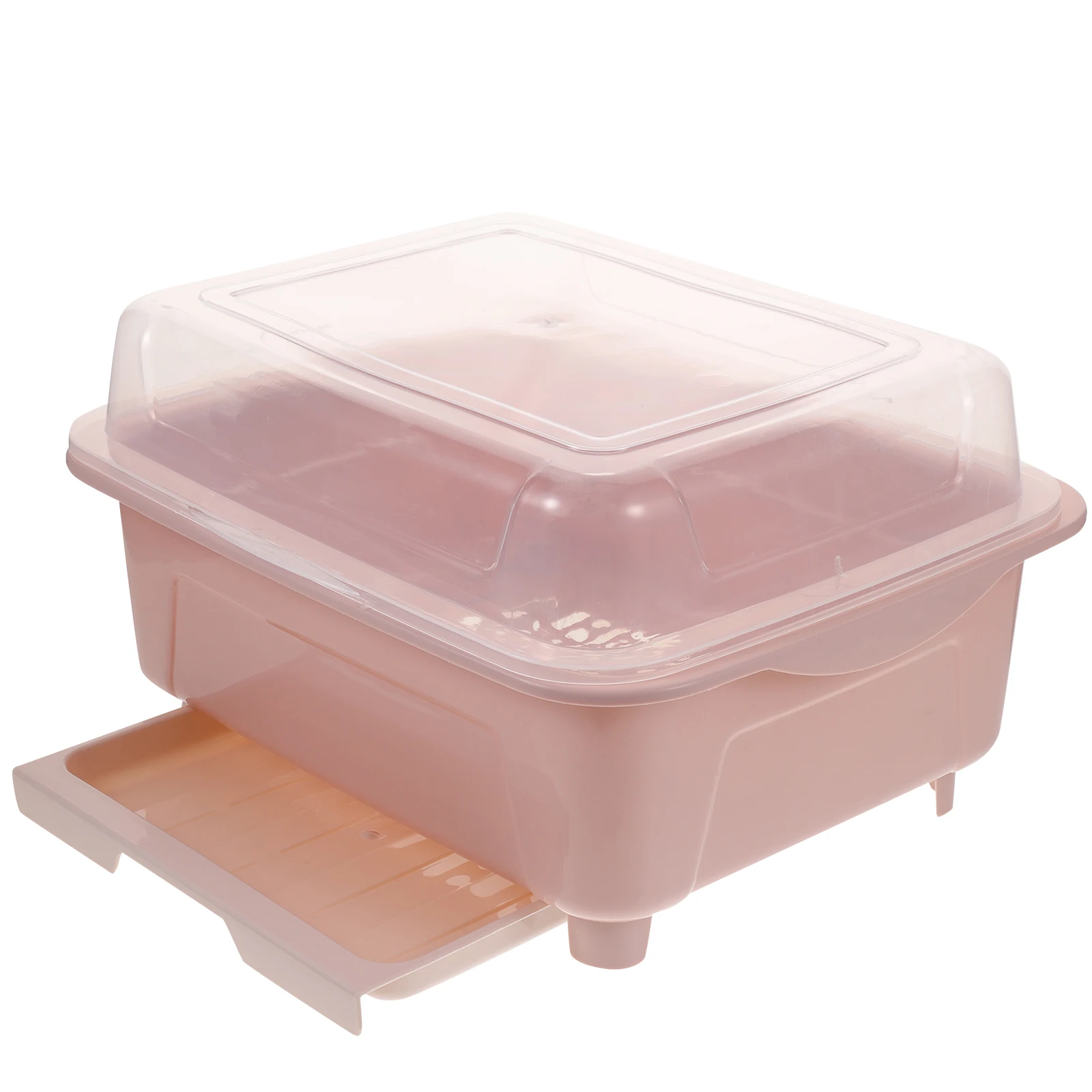 

Dustproof Storage Box Transparent Cover Kitchen Drainer Rack Baby Pink Plates Drying Pp Plastic Dish Strainer With Lid Easy