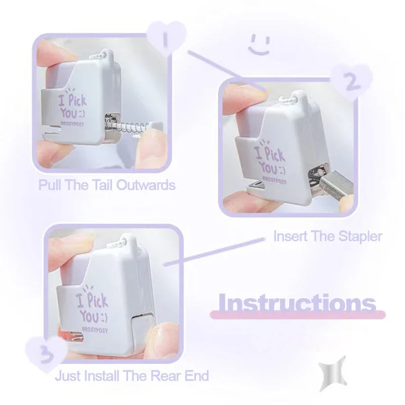 Stapler Gula Kecil Penampilan Tinggi Stapler Mini Portabel Perangkat Pengikat Dokumen dan Data