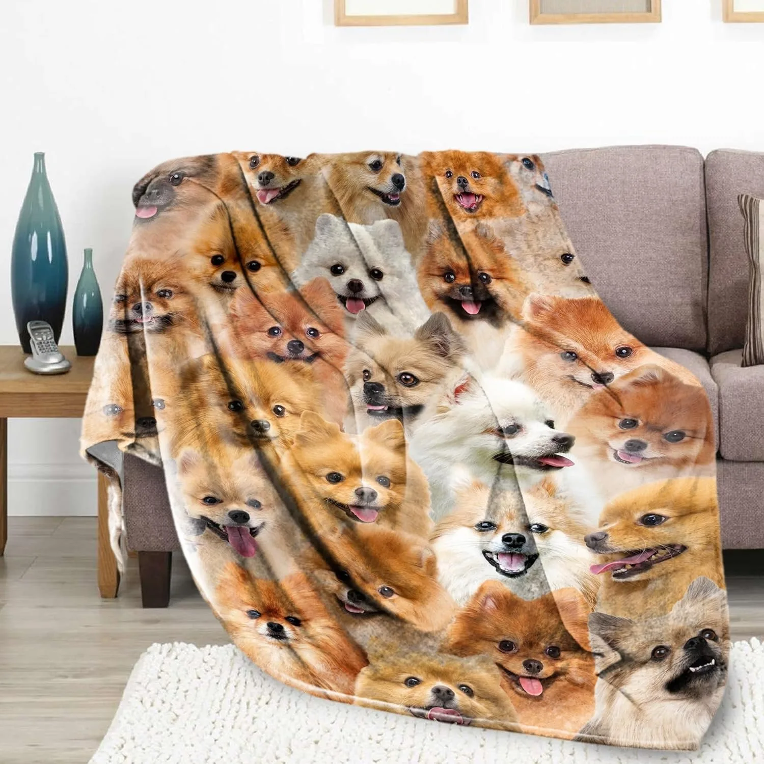 1PC Cute Dogs pattern Throw Thin Blanket Gifts for Couch Bed Car Home Camping for Animals kinds of Dogs Lovers all season use