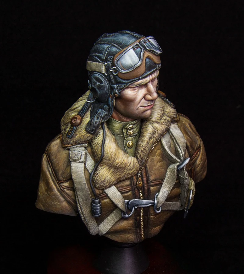 1/10 스케일 다이캐스트 수지 흉상 모델 키트 제2차 세계대전 소련 조종사 전투기 동상 조립되지 않고 도색되지 않음