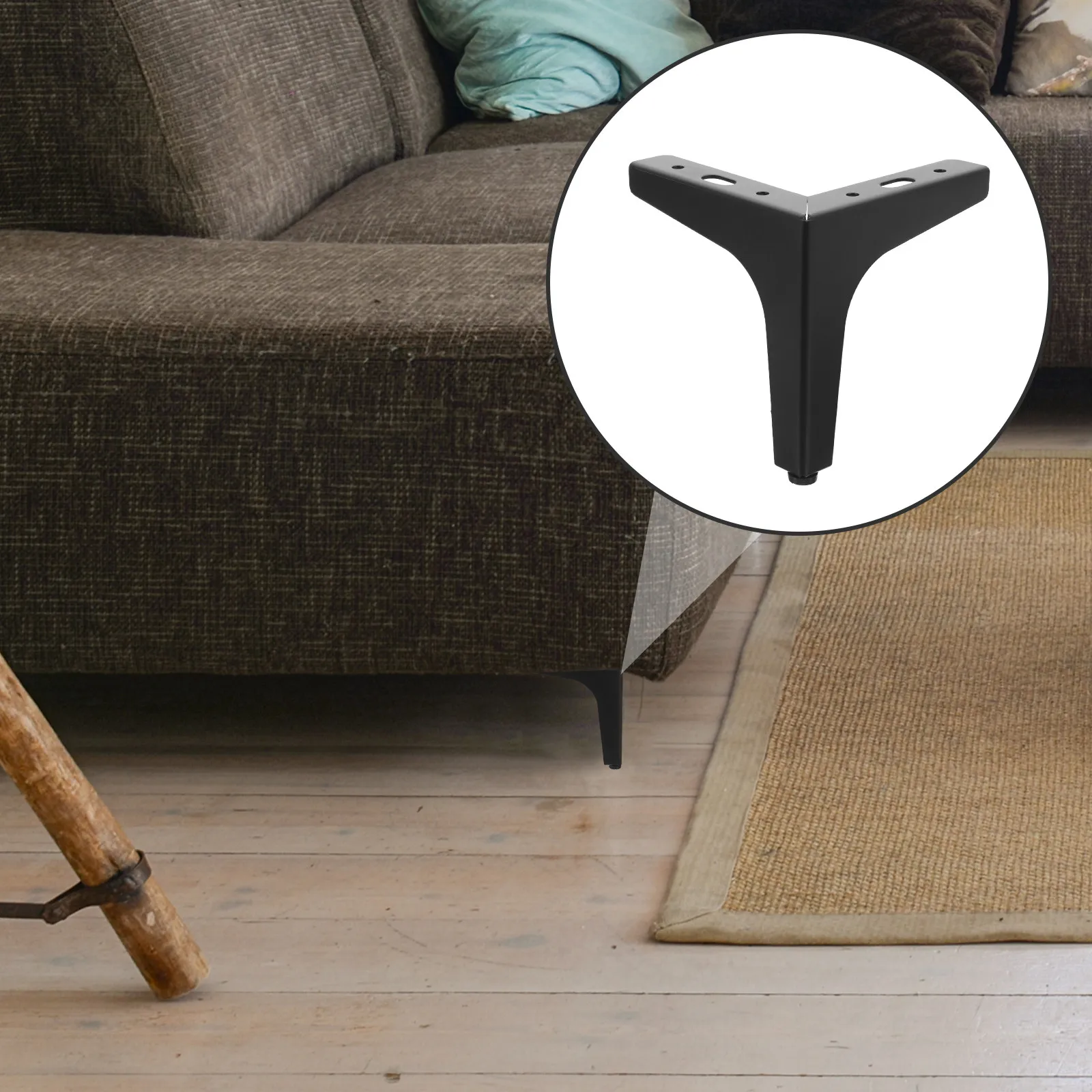 4Pcs Furniture Legs Triangle Metal Heavy Duty Support Feet for Sofa Bed Cabinet Chair Table Shelf Replacement